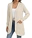 YSYOKOW Women Long Sleeve Open Front Cardigan Casual Lightweight Long Cardigans Loose Knit Outwear with Pockets(Beige, Medium)