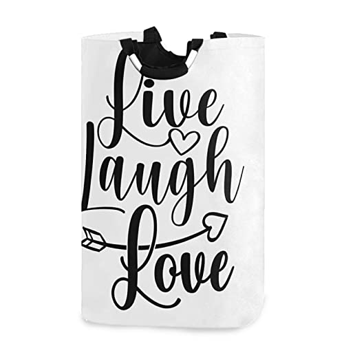 SJOAOAA Heart Live Laugh Love Laundry Hamper with Handles Waterproof Collapsible Storage Basket Large Dirty Clothes Bin for Laundry Room, 22.7 Inches