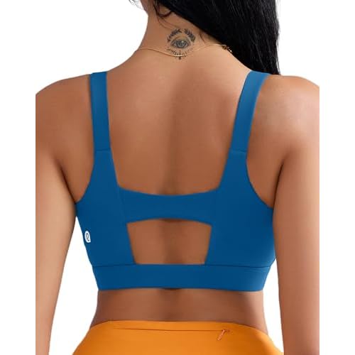 RUNNING GIRL Sports Bra for Women High Support, Molded Cup High Impact Sports Bras for Women Large Bust 3-dark Blue Large