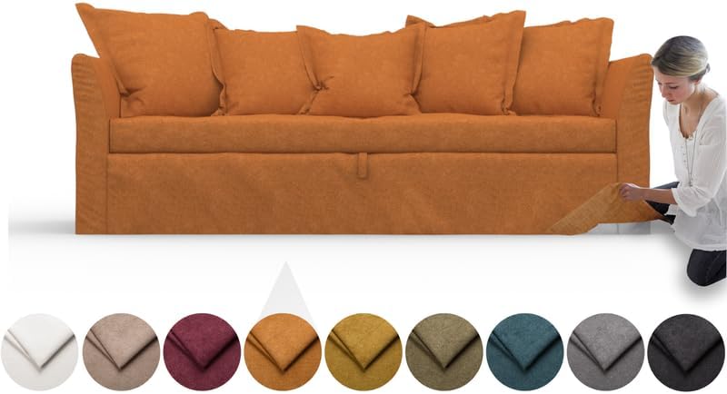 comfortly Cover for Holmsund 3 Seat Sofa Bed, Replacement Slipcover, Heavy Duty 10 pcs Cover, Soft Durable Washable Fabric, Easy to Clean & Replace (Crown - Amber)