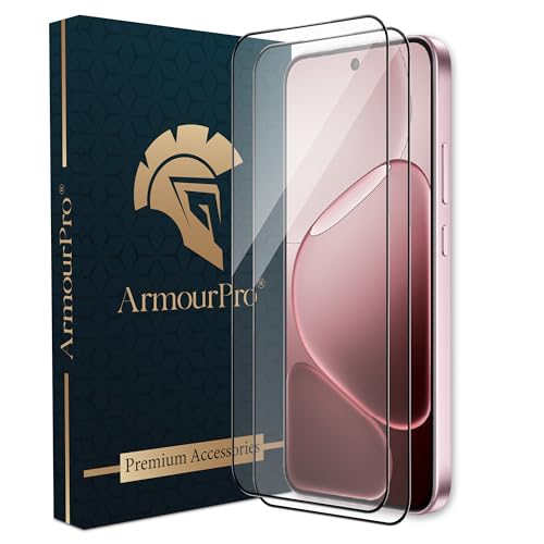 Image of ArmourPro Tempered Glass for Oppo A6 Pro - 9H Anti Scratch Screen Protector, Edge to Edge Coverage, HD Clarity, Smooth Touch, Case Friendly | Black, Pack of 2
