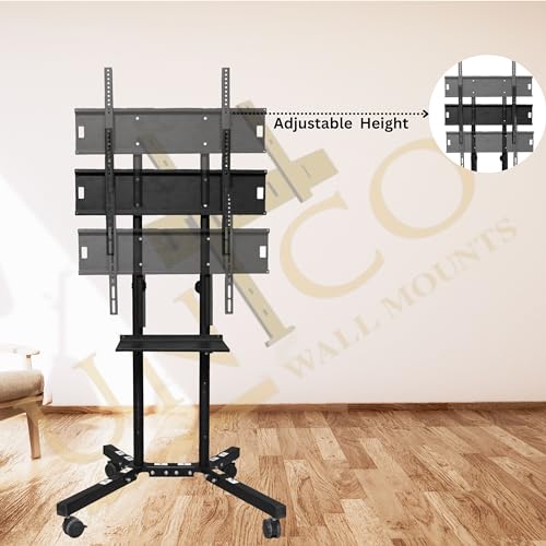Image of Mobile TV Cart Floor Stand Rolling T.V Stand with Locking Wheels, Mobile Floor Cart for 23 to 75 Inch LED LCD Screens, Storage Tray Load Movable TV Bracket for LED /LCD /Plasma T.V