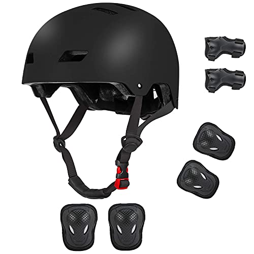 Image of Kids Bike Helmet for 3-5-8-14+ Age Girls and Boys, Kids Helmet with Knee Pads Elbow Pads Wrist Guards,Ventilation Multi-Sport Scooter Rollerblading Skateboarding Cycling