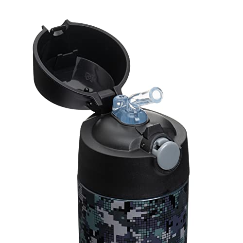 Snug Kids Flask - Stainless Steel Insulated Water Bottle with Straw for Children/Toddlers (Girls/Boys) - Black Digi Camo, 350ml - Image 3