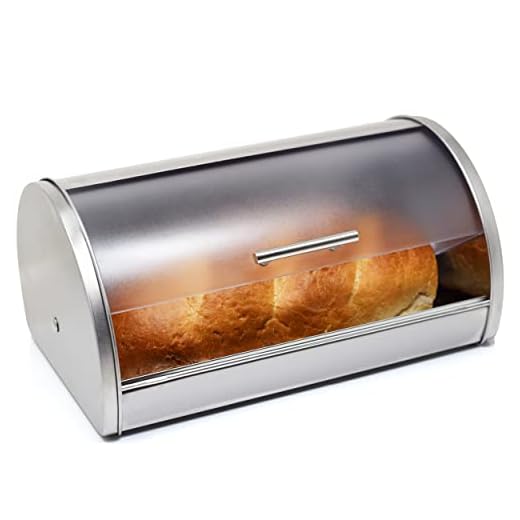 Galashield Bread Box for Kitchen Countertop | Bread Holder Storage Container | Bread Bin Stainless Steel with Frosted Acrylic Roll Top