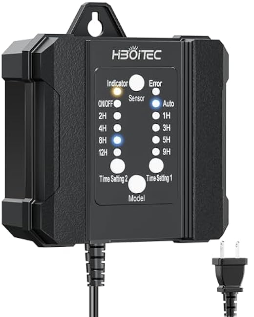 HIBOITEC 100W Low Voltage Landscape Transformer with 1-12H Timer and Photocell Sensor 120V AC to 12V DC Weatherproof Landscape Lighting Transformers for Outdoor LED Lights Spotlight Garden Light