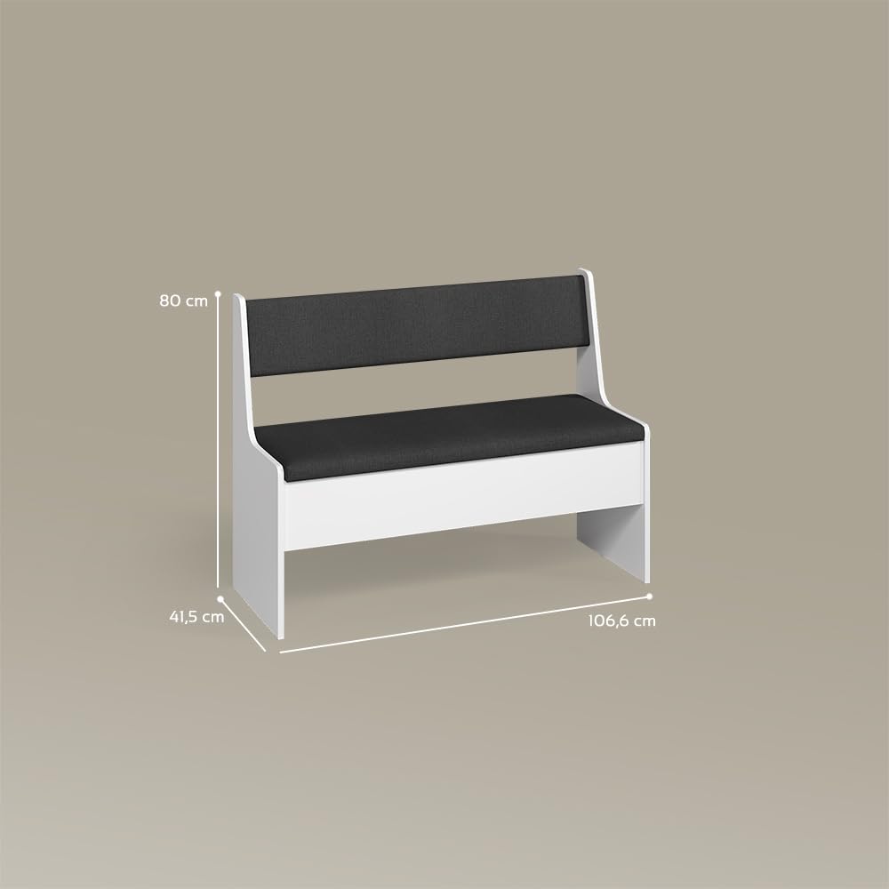 Livinity Panca ad angolo Tiberio, Bianco, 41.5 x 106.6 cm