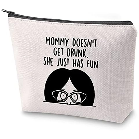 ZJXHPO Mommy Doesn't Get Drunk She Just Has Fun Cosmetic Bag Bobs Burgers Linda Fans Gift Animated Cartoon Zipper Pouch, Mommy Drunk, 23.5*17 cm Cover