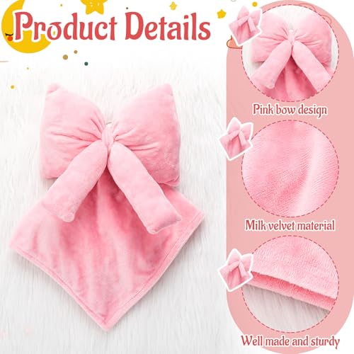 Image of Breling Pink Coquette Bow Security Blanket Soft Baby Fluffy Blanket Unisex Stuffed Gift for Newborn Infant Toddler Boys and Girls, 13. 78 Inch