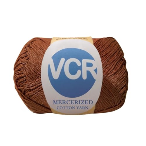 Image of VCR 4 Ply Dark Coffee 100% Mercerized Cotton Yarn, 60 Grams Hank, 190 Meters Length, Cotton Combed Ball, Smooth and Glossy Crochet Yarn for Crochet and Knitting, Pack of 1, Suitable for DIY Crafts