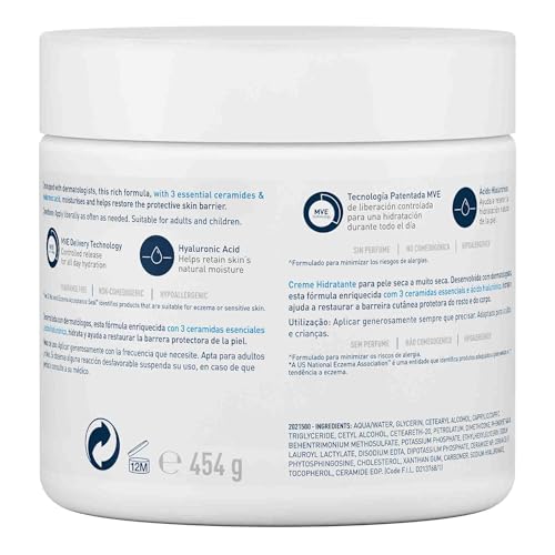 Miniatura 2 de CeraVe Crema Hidratante para Rostro y Cuerpo, Idónea para Piel Seca a Muy Seca, Hidrata y Restaura la Barrera de la Piel, Enriquecida Con Ceramidas Esenciales y Ácido Hialurónico