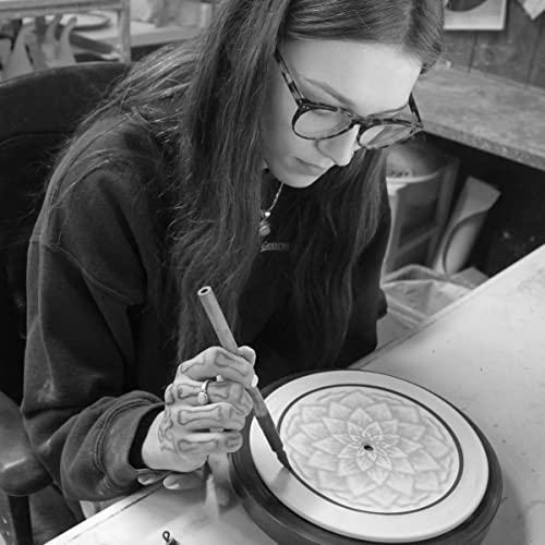 Georgetown Pottery Ceramic Small Wall Clock (6 Inch) With Desktop Stand, Handmade, Made In Usa (Purple Celtic Flower) #TOP5