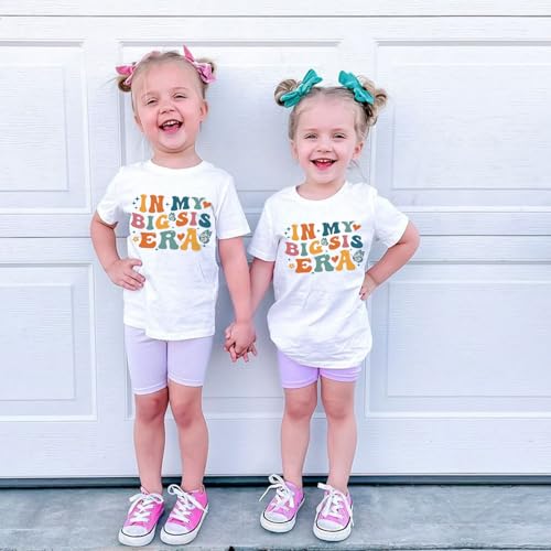 Image of Toddler Big Sister Tee in My Big Sis Era Graphic T-Shirt Big Sis Announcement Crewneck Shirts Sibling Reveal Tops