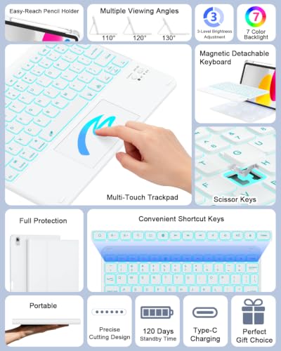 Image of RAYMCRAFT for iPad (A16) 11th /10th Generation Case with Keyboard (Trackpad)