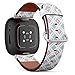CJBROES Replacement Leather Watch Band, Compatible with Fitbit Versa 3 and Fitbit Sense of Wristband Bracelet Accessory - Retro