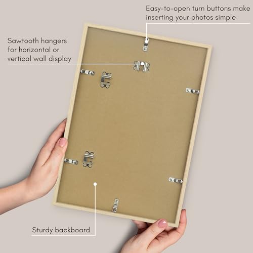 Americanflat 12x18 Poster Frame with Polished Plexiglass - Streamline Collection - Thin Border Picture Frame for Wall Display - Hanging Hardware Included - Natural Oak