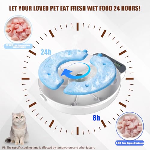Automatic Wet Food Cat Feeder, Auto Refrigerated Wet Foods Feeder for Cats Dogs 4 Meal Timed Fresh Foods Dispenser with 2 Ice Packs Small Pet Feeders for Kitty Puppy Automatic Cat Dog Food Bowl - Image 3