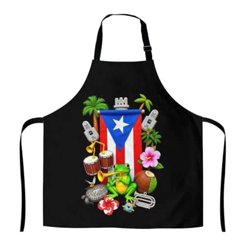 Delantal Rana De Puerto Rico Ajustable Mandiles Unisex Apron Para De Cocina Jardinería Cocinar
