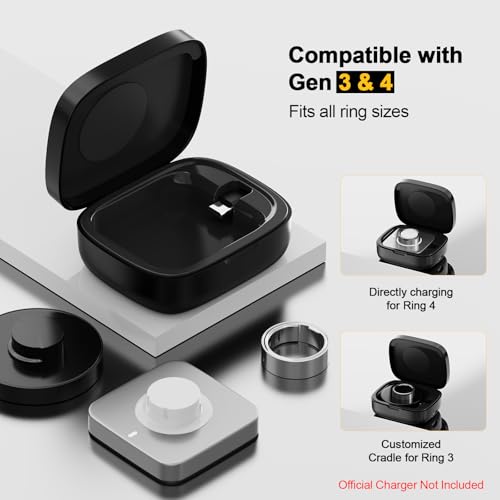 Wireless Charging Case for Oura Ring Gen 4 & 3 Charger, 1000mAh Portable Travel Power Station Fits All-Sized Oura Ring 4 - Additional View