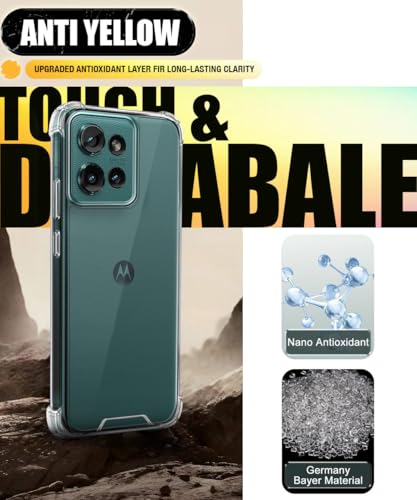 Image of WOW IMAGINE Ultra-Hybrid Crystal Clear Back Case for Motorola Moto Edge 50 5G | Shockproof Design | Camera Protection Bump | Hard Clear Mobile Back Cover with Cushioned Edges - Transparent