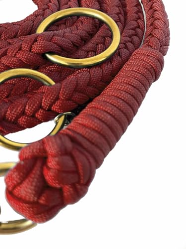 Leisegrün Paracord Hundeleine 2m | Handgefertigte Leine 3-Fach verstellbar | Handmade für kleine und mittelgroße Hunde (Ruby, 2 m) | Farbe: Rot