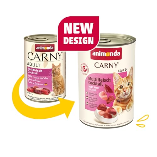 animonda Carny Katzen Nassfutter Multifleisch-Cocktail (6 x 400g), getreidefreies Katzen Nassfutter ohne Zucker, mit frischen fleischigen Zutaten