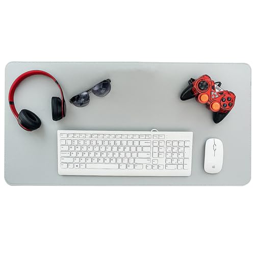 Tapis de souris en simili cuir gris clair 80x40 cm pour bureau