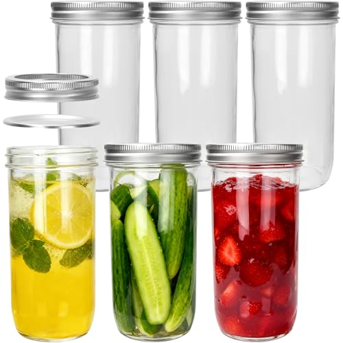 24 oz Wide Mouth Mason Jars, 6 Pack