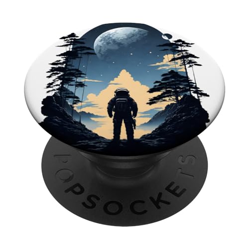 lost Space pilot walking in unexplored outside space PopSockets Swappable PopGrip, Black
