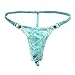 YiZYiF Men's Jacquard Lace See-Through Bluge Pouch Underwear Bikinis T-Back Blue Large