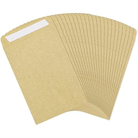 150 Papiertüten Klein Samentütchen Selbstklebend 9 x 6 cm Braun Kraftpapier Tüten für Gastgeschenke Hochzeit, Süßigkeiten, Münzen Cover