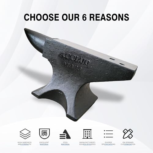 Dithoko Cast Iron Anvil, 66 Lbs Single Horn Anvil with Large Countertop, Stable Base, Round and Square Hole, High Hardness Rugged Horn Anvil for Bending, Shaping, Twisting - Thumbnail 5