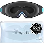 MyHalos® 100% Blackout Sleeping Mask for Women & Men- Eye Mask for Sleeping - Blackout 3D Sleep Mask for Men -Zero Eye Pressure Sleep Masks for Women - Blindfold Sleep Eye Mask Includes a Free Travel Pouch