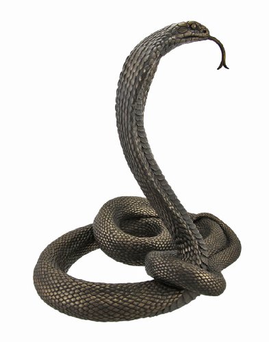 Estatua cobra rey 12.75 pulg de bronce y resina miniatura 3