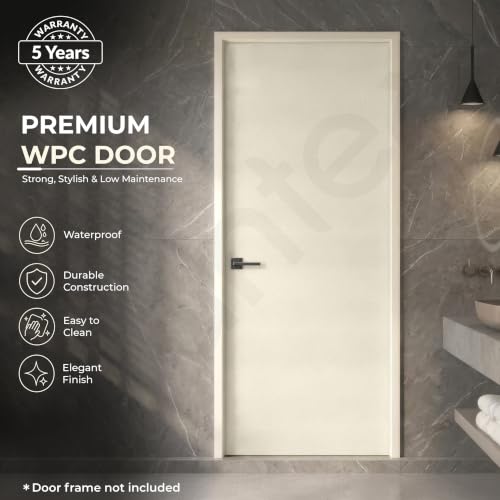 Image of Plantex WPC Doors for Home (30 mm - Thickness) /Waterproof Bathroom Door /2.25x6.75 Feet Wooden Finished Door for Office /Balcony /Kitchen, Density-550 (27x81 inch)