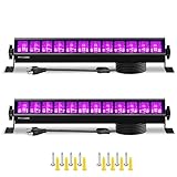 2 Pack LED Black Light, Blacklight Bar Light Up to 1200ft² Area with Switch+Plug+5ft Cable, Glow Party Light Supply for Halloween, Fluorescent Poster, Body Paint, Birthday, Bedroom, Classroom