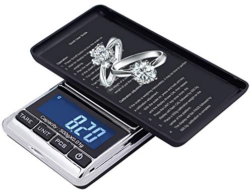 Ataller Digital Pocket Scale, 500G/0.01G Precision Portable Jewelry Scale, Mini Electronic Gram Weight Scales, Tare, Auto Off, Stainless Steel, White Backlit Display #TOP24