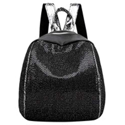 SXCYU Bolso de Mujer Bolso de Hombro de Lentejuelas Mochila de Moda para Mujer Viaje de Estudiante Impermeable Gran Capital Bolso de Mano Informal, Negro
