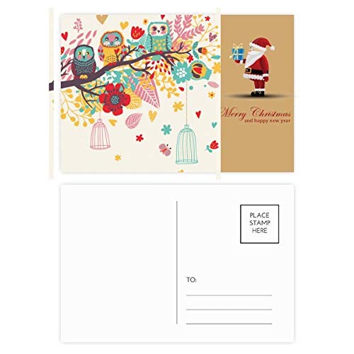 Cartes postales hiboux et Père Noël par lot de 20 illustrations d'animaux