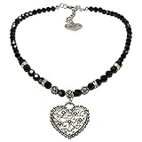Länge Trachten Halskette: ca. 41 cm + 7 cm Verlängerungs-Kette, Anhänger Trachten-Herz mit Strass-Steinen: ca. 4 x 3,7 cm