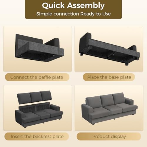 KKL 89 Inches Loveseat Sofa, Comfy Cloud Couch with Deep Seats, 3 Seater Couches for Living Room, Bouclé Fabric, Wood Frame, Easy Assembly, Grey
