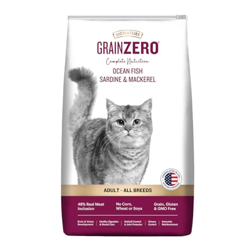 Grain Zero Adult Dry Cat Food 1.2kg | Ocean Fish, Sardine & Mackerel | 48% Fresh Fish Inclusion, No Grain Formula, Gluten-Free | Promotes Healthy Skin & Coat | All Breeds