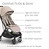 UPPAbaby Minu V3 Travel Stroller - Lightweight + Compact Design - One-Hand Fold + Unfold - from Birth + Overhead Compatible - Ada (Sandstone/Carbon Frame/Chestnut Leather)