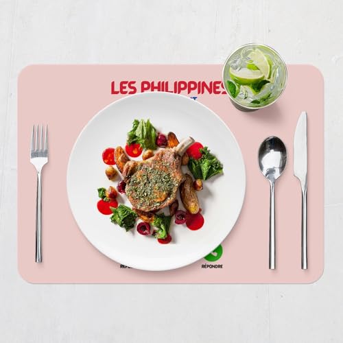 Sets de table rose thème Philippines en liège grand format 39x28 cm x4