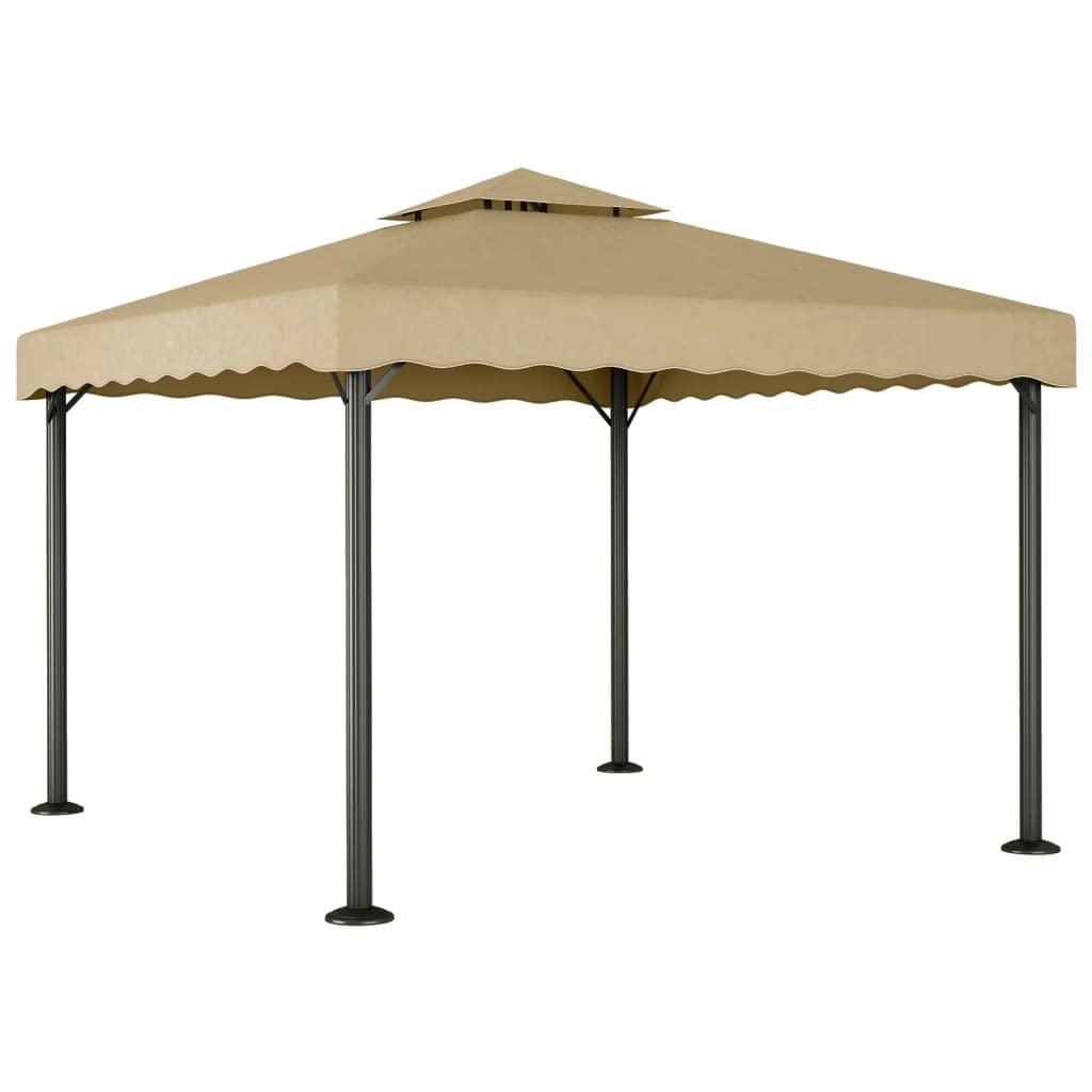 Pawilon w kolorze taupe, 3 x 3 m, aluminium, stal | Wodoodporny dach poliestrowy, wentylacja dachu zapewnia cyrkulację powietrza, na uroczystości rodzinne