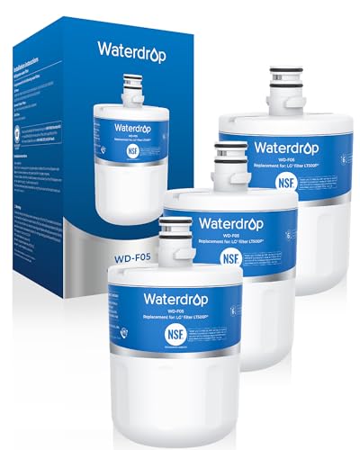 Waterdrop 5231JA2002A Refrigerator Water Filter, Replacement for LG®LT500P®, GEN11042FR-08, ADQ72910911, ADQ72910901, Kenmore 9890, 46-9890, LFX25974ST, LMX25964ST, 3 Pack, Package May Vary