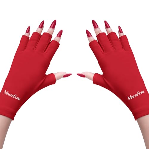 MelodySusie Premium Fingerless Protection UV Gloves for Gel Manicures | UPF50 UV Blocking Fabric Protect Hands from Sun and Nail Dryer HarmUnisex for Salon & Home Gel ManicureBlack product thumbnail 12