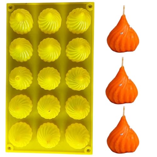 Image of Modak Shape Mould Silicone 15 Cavity Mold for Candle Making Molds Spiral Shape Mithai Moulds Resin Art Crafts Chocolate Cake Dessert