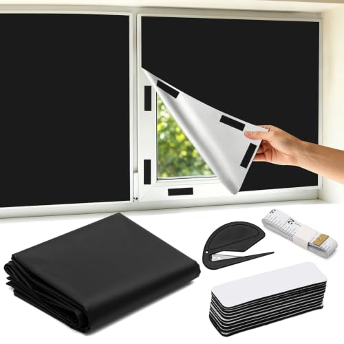 Store Occultant, Blackout Rideau Occultant sans Percage, 300x145cm Peut Être Collé Rideau Occultant Thermique Anti Chaleur pour Chambre, Fenêtre de Toit, Voiture de Tourisme