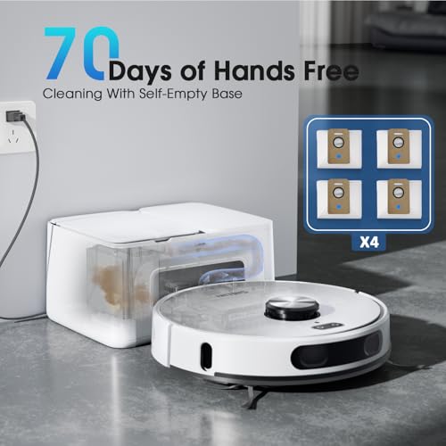 Image of Robot Vacuum and Mop Combo, Self-Emptying Robotic Vacuums Cleaner Smart Mapping, 2-3 Months Hands-Free Base Strong Suction & LiDAR Navigation, 220 Mins Long Runtime for Pet Hair, Hard Floor, Carpet